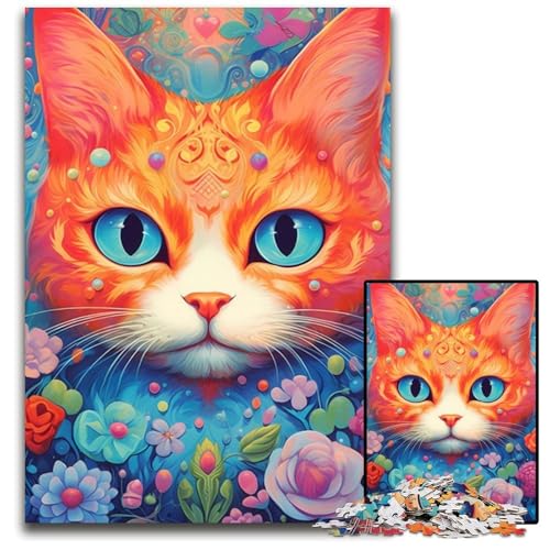 Katzen-Tier-Puzzle, 1000 Teile, Geschenke, Unmögliches Puzzle für Erwachsene, Herausforderndes Denkspiel für Teenager, Familienspaß, Interaktives Spiel, 50x75cm von LGSHENG