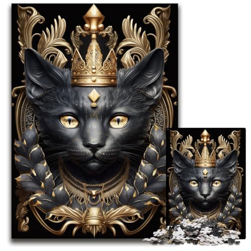 King Cat Golden Art Deco 1000-teiliges Puzzle aus Holz für Erwachsene für Teenager und Jugendliche, ideales Geburtstags 50x75cm von LGSHENG