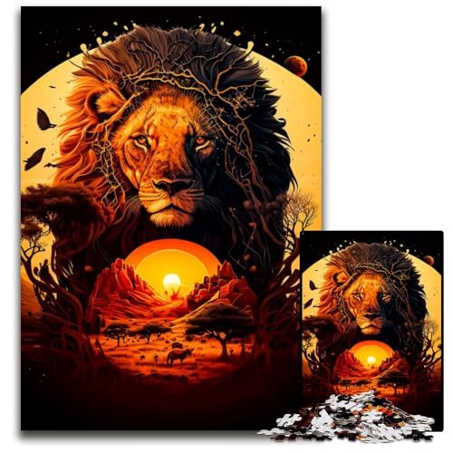 König der Löwen des Dschungels, 1000-teiliges Puzzle, Geschenk, Puzzle für Erwachsene, Familienaktivität, Heimdekoration zum Selbermachen, 50x75cm von LGSHENG
