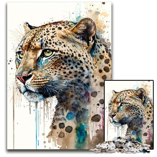 Leopard in Aquarellkunst, 1000-teiliges Puzzle, anspruchsvolles Denkspiel, Familienaktivität, Heimdekoration, 50x75cm Leopard in Aquarellkunst, 1000-teiliges Puzzle, anspruchsvolles Denkspiel, Familienaktivität, Heimdekoration, 50x75cm von LGSHENG