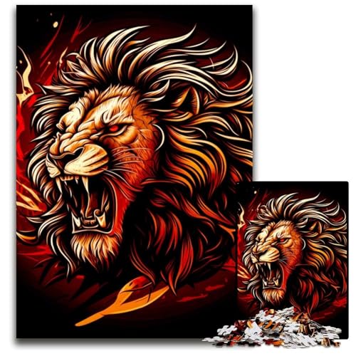 Löwe 1000-teiliges Puzzle Holzpuzzle für Erwachsene Anspruchsvolles Denkspiel - Entspannendes Spielzeug für Teenager 50x75CM/19,68x29,52 Zoll von LGSHENG