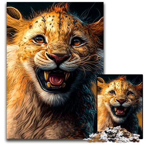 Löwe-Puzzle, 1000 Teile, anspruchsvolles Denkspiel, Familienaktivität, Heimdekoration, 26x38cm Löwe-Puzzle, 1000 Teile, anspruchsvolles Denkspiel, Familienaktivität, Heimdekoration, 26x38cm von LGSHENG