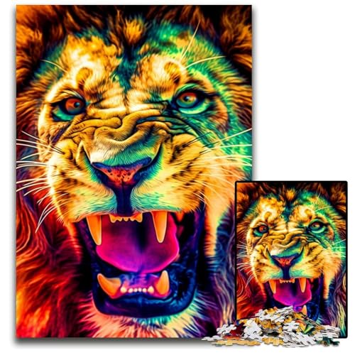 Löwe-Puzzle, 1000 Teile, anspruchsvolles Denkspiel, Familienaktivität, Heimdekoration, 50x75cm Löwe-Puzzle, 1000 Teile, anspruchsvolles Denkspiel, Familienaktivität, Heimdekoration, 50x75cm von LGSHENG