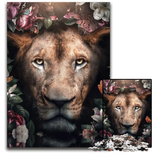 Löwenpuzzle mit Blumen, 1000 Teile, für Erwachsene, Holzpuzzle, ideal für Teenager und Sammler, Reisegeschenk, Familienaktivität, 26x38cm Löwenpuzzle mit Blumen, 1000 Teile, für Erwachsene, Holzpuzzle, ideal für Teenager und Sammler, Reisegeschenk, Familienaktivität, 26x38cm von LGSHENG