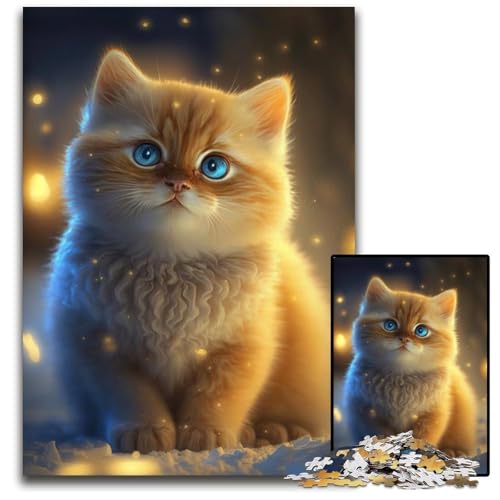 MKätzchen im Schnee, 1000-teiliges Puzzle für Erwachsene, Holzpuzzle, anspruchsvolles DIY-Dekorationsspiel, interaktives Familienspielzeug, 50x75cm von LGSHENG