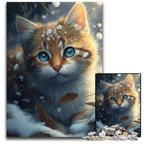 MKätzchen im Schnee, 1000-teiliges Puzzle für Erwachsene, Holzpuzzle für Heimdekoration, Gehirntraining, 26x38cm MKätzchen im Schnee, 1000-teiliges Puzzle für Erwachsene, Holzpuzzle für Heimdekoration, Gehirntraining, 26x38cm von LGSHENG