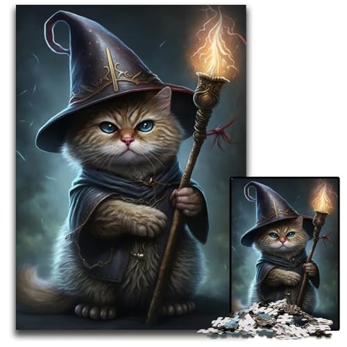 Magic Cat 1000-teiliges Puzzle, Holzpuzzle für Erwachsene, anspruchsvolles Denkspiel, entspannendes Spielzeug für Teenager, 50x75cm von LGSHENG
