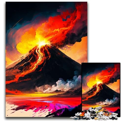 Malen des Vulkans Puzzle 1000 Teile für Erwachsene Puzzle Perfekt für Familienfeiern, Geburtstage, Feiertage 50x75CM/19.68x29.52inch von LGSHENG