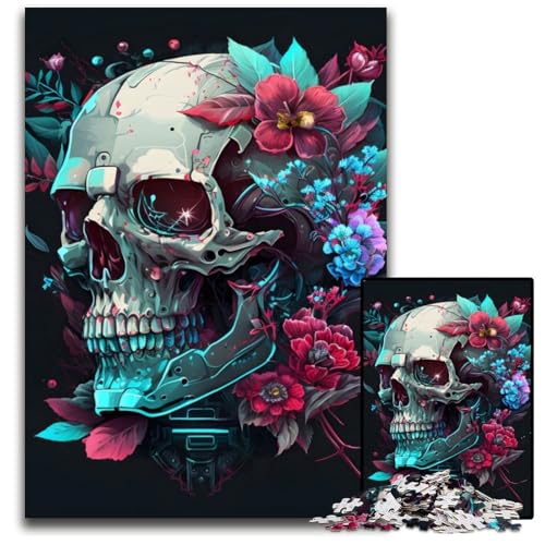 Mechanischer Totenkopf mit Blumen, 1000 Teile, Puzzle für Erwachsene, Holzpuzzle, anspruchsvolles Denkspiel für Teenager, Spaß am Familienspielabend, 50x75cm Mechanischer Totenkopf mit Blumen, 1000 Teile, Puzzle für Erwachsene, Holzpuzzle, anspruchsvolles Denkspiel für Teenager, Spaß am Familienspielabend, 50x75cm von LGSHENG