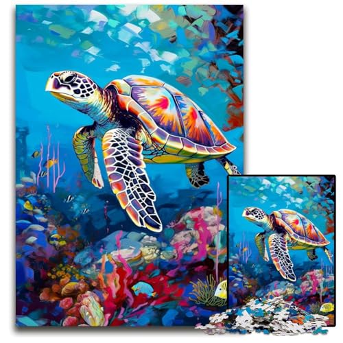 Meeresschildkröten-Symphonie, 1000 Teile, Puzzle-Geschenke, Unmögliches Puzzle für Erwachsene, Herausforderndes Denkspiel für Teenager, Familienspaß, Interaktives Spiel, 50x75cm von LGSHENG