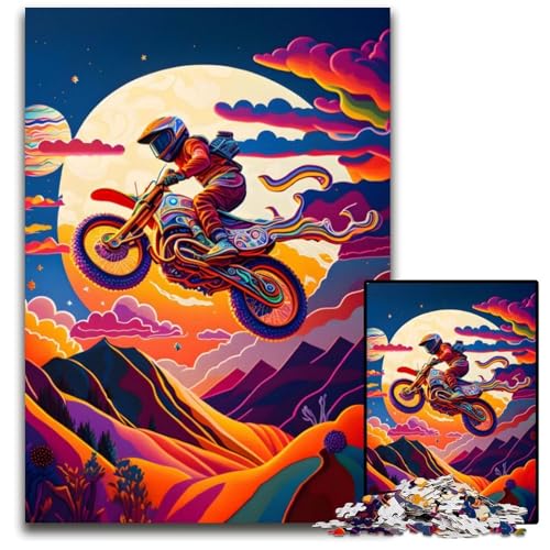 Motor Cross Rider Puzzle 1000 Teile für Erwachsene, anspruchsvolle Rätsel, Denksportaufgabe, Spiel für Erwachsene, interaktive Familienaktivität, 26x38cm von LGSHENG