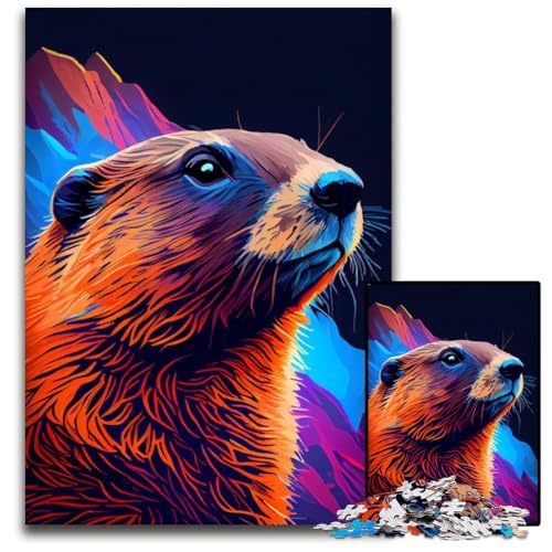 Murmeltier-Puzzle, 1000 Teile, Geschenk, Puzzle für Erwachsene, Familienaktivität, Heimdekoration zum Selbermachen, 50x75cm von LGSHENG