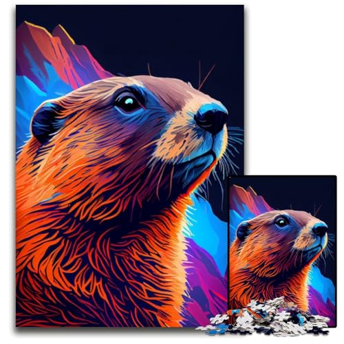 Murmeltier-Puzzle 1000 Teile für Erwachsene, Holzpuzzle, Heimdekoration und Urlaubsspaß, 26x38cm Murmeltier-Puzzle 1000 Teile für Erwachsene, Holzpuzzle, Heimdekoration und Urlaubsspaß, 26x38cm von LGSHENG