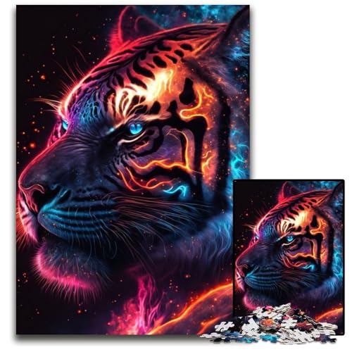 Mystic Tiger Puzzle für Erwachsene, 1000-teiliges Puzzle für Erwachsene, Familie und Freunde, geeignet für Kinder ab 14 Jahren, 26x38cm von LGSHENG