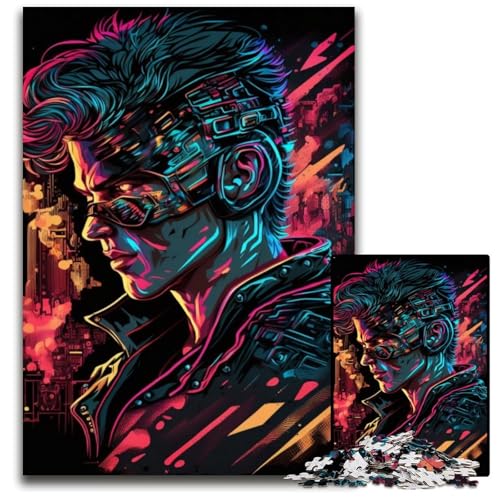 Neon Robots 1000-teiliges Puzzle aus Holz für Erwachsene, anspruchsvolles Denkspiel, entspannendes Spielzeug für Teenager, 26x38cm von LGSHENG