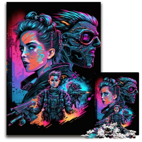 Neon Robots 1000-teiliges Puzzle für Erwachsene, Holzpuzzle, entspannende Unterhaltung, Heimdekoration, 50x75cm Neon Robots 1000-teiliges Puzzle für Erwachsene, Holzpuzzle, entspannende Unterhaltung, Heimdekoration, 50x75cm von LGSHENG