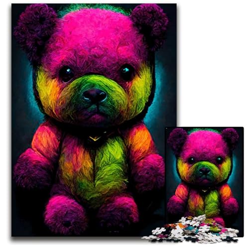 Neon-Teddybär-Puzzle für Erwachsene, 1000-teiliges Holzpuzzle für Erwachsene, anspruchsvolles Denkspiel für Teenager, Spaß für den Familienspieleabend, 26x38cm Neon-Teddybär-Puzzle für Erwachsene, 1000-teiliges Holzpuzzle für Erwachsene, anspruchsvolles Denkspiel für Teenager, Spaß für den Familienspieleabend, 26x38cm von LGSHENG