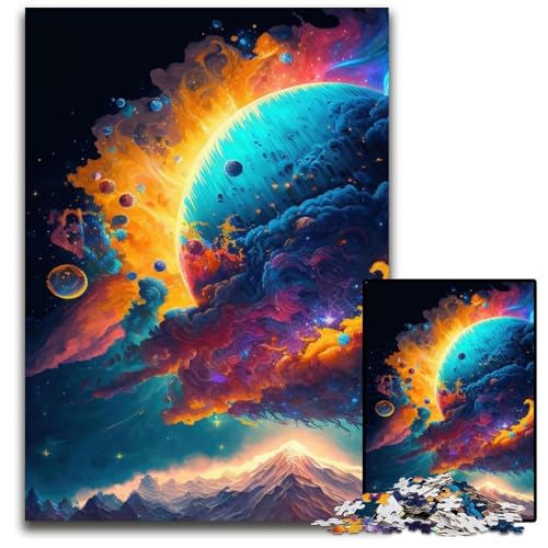 Neon-Weltraumplaneten-Puzzle für Erwachsene, 1000-teiliges Holzpuzzle für Erwachsene, anspruchsvolles Denkspiel für Teenager, Spaß für den Familienspieleabend, 50x75cm Neon-Weltraumplaneten-Puzzle für Erwachsene, 1000-teiliges Holzpuzzle für Erwachsene, anspruchsvolles Denkspiel für Teenager, Spaß für den Familienspieleabend, 50x75cm von LGSHENG