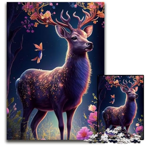 Niedliches Hirschblumen-Puzzle 1000 Teile für Erwachsene, Holzpuzzle, Heimdekoration und Urlaubsspaß, 26x38cm Niedliches Hirschblumen-Puzzle 1000 Teile für Erwachsene, Holzpuzzle, Heimdekoration und Urlaubsspaß, 26x38cm von LGSHENG