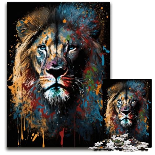 Paintsplash Löwe 1000-teiliges Puzzle. Unmögliches Puzzle für Erwachsene. Ideal für Teenager und Sammler. Reisegeschenk. Familienaktivität. 26x38cm von LGSHENG