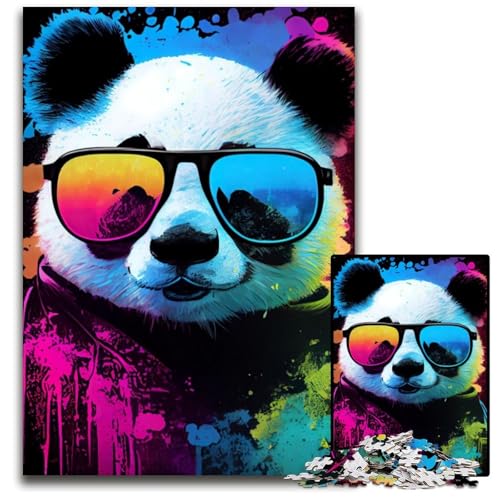 Panda Animal Popart 1000-teiliges Puzzle aus Holz, DIY-Dekoration, Denksportaufgabe, für Erwachsene, Familie, 26x38cm von LGSHENG