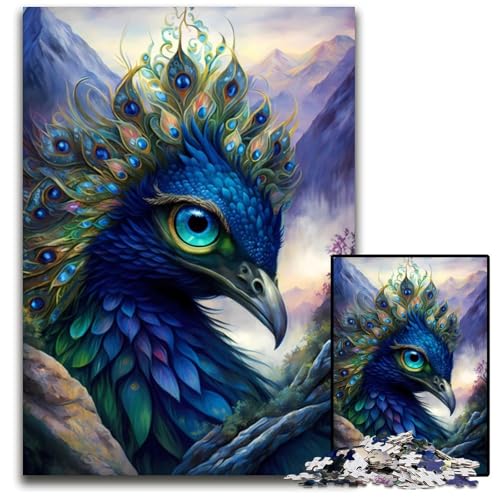 Peacock Mythical Land 1000-Teile-Puzzle-Geschenke Unmögliche Puzzles für Erwachsene Herausfordernde Denksportaufgabe für Teenager, Familienspaß Interaktives Spiel 26X38CM/10,23x14,96 Zoll von LGSHENG