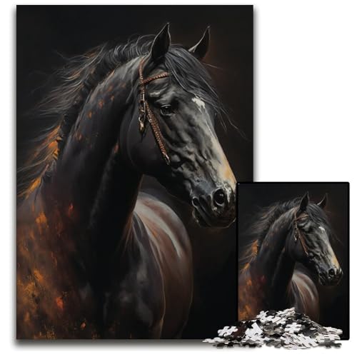 Pferde-Puzzle 1000 Teile für Erwachsene, anspruchsvolle Rätsel, Denksportaufgabe, Spiel für Erwachsene, interaktive Familienaktivität, 50x75cm von LGSHENG