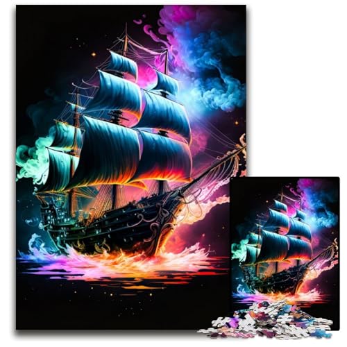 Piratenschiff-Puzzle, farbenfroh, für Erwachsene, 1000 Teile, Holzpuzzle, anspruchsvolles Denkspiel für Teenager, Spaß für den Spieleabend mit der Familie, 50x75cm Piratenschiff-Puzzle, farbenfroh, für Erwachsene, 1000 Teile, Holzpuzzle, anspruchsvolles Denkspiel für Teenager, Spaß für den Spieleabend mit der Familie, 50x75cm von LGSHENG