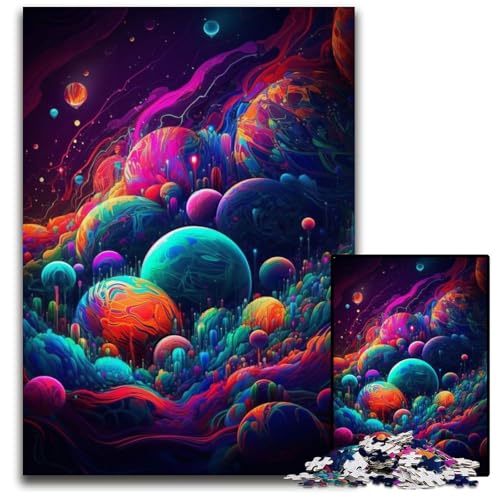 Psychedelic Space 1000-teiliges Puzzle für Erwachsene, schwierige Puzzles für Erwachsene, Heimdekoration, 50x75cm von LGSHENG