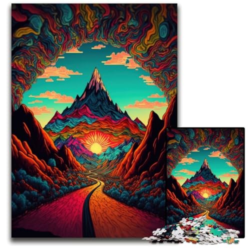 Psychedelic Valley III 1000-teiliges Puzzle, Holzpuzzle für Erwachsene für Teenager und Jugendliche, ideales Geburtstags, 50x75cm von LGSHENG