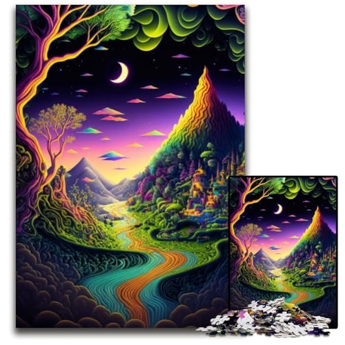 Psychedelisches 1000-teiliges Puzzle für Erwachsene aus Holz, perfekte Dekoration für Zuhause oder das Büro, 26x38cm von LGSHENG