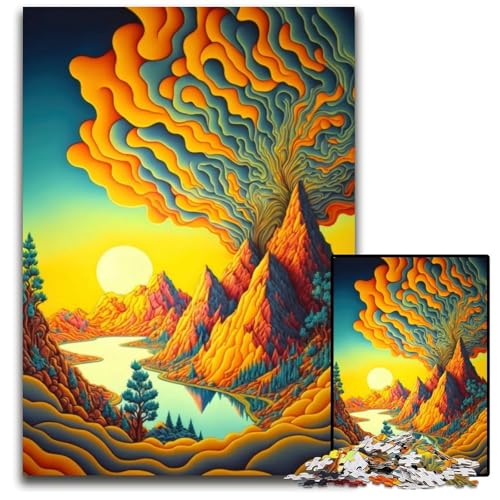 Psychedelisches 1000-teiliges Puzzle für Erwachsene aus Holz, perfekte Dekoration für Zuhause oder das Büro, 50x75cm von LGSHENG