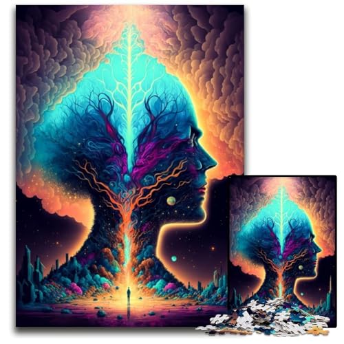 Psychedelisches Denkspiel-Puzzle für Erwachsene, 1000 Teile, Holzpuzzle, anspruchsvolles Denkspiel für Teenager, Spaß für den Spieleabend mit der Familie, 50x75cm von LGSHENG