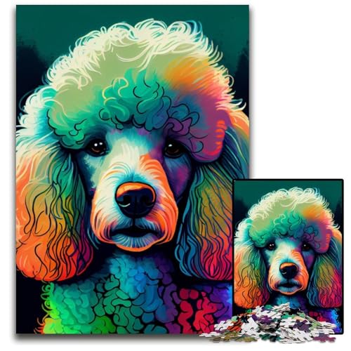 Pudel-Puzzle, bunt, 1000 Teile, für Erwachsene, Holzpuzzle, ideal für Teenager und Sammler, Reisegeschenk, Familienaktivität, 50x75cm Pudel-Puzzle, bunt, 1000 Teile, für Erwachsene, Holzpuzzle, ideal für Teenager und Sammler, Reisegeschenk, Familienaktivität, 50x75cm von LGSHENG