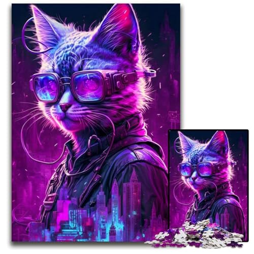 Punk-Mensch-Katze-Puzzle für Erwachsene, 1000 Teile, Holzpuzzle, anspruchsvolles Denkspiel für Teenager, Spaß für den Familienspieleabend, 26x38cm Punk-Mensch-Katze-Puzzle für Erwachsene, 1000 Teile, Holzpuzzle, anspruchsvolles Denkspiel für Teenager, Spaß für den Familienspieleabend, 26x38cm von LGSHENG