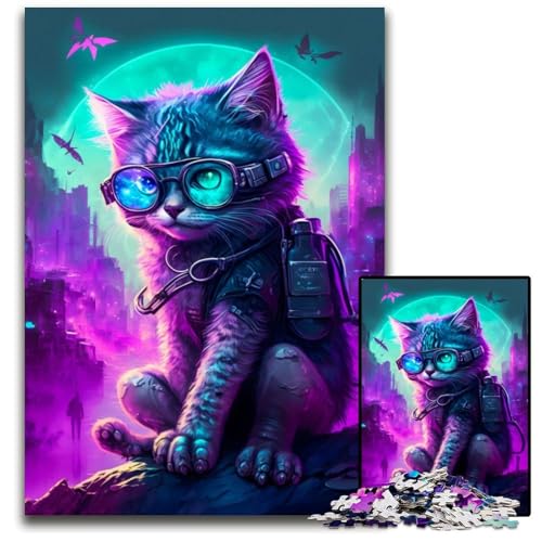 Punk-Puzzle mit süßem Kätzchen, 1000 Teile, für Erwachsene, Holzpuzzle für Erwachsene, ideales DIY-Dekor und Denksportgeschenk, 50x75cm Punk-Puzzle mit süßem Kätzchen, 1000 Teile, für Erwachsene, Holzpuzzle für Erwachsene, ideales DIY-Dekor und Denksportgeschenk, 50x75cm von LGSHENG
