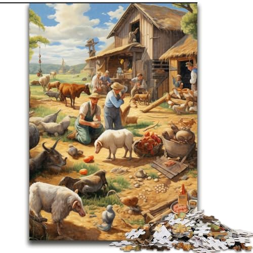 Puzzle 1000 Teile, Bauernhoftier-Puzzle, Teenager, Paare und Freunde zum Geburtstag, zu Weihnachten (Größe: 26x38cm) von LGSHENG