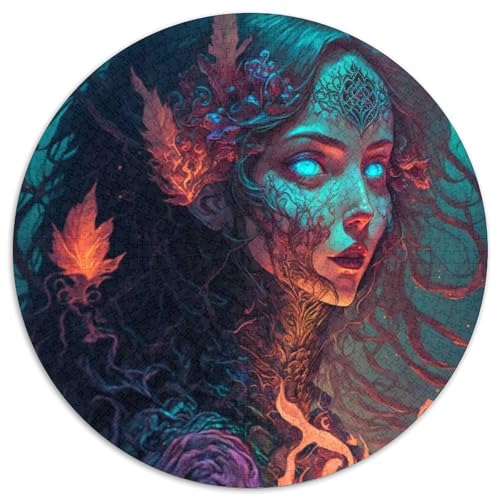 Puzzle 1000 Teile, Dunkles Mädchen, rund, Karton, Puzzle, pädagogische Aktivität für kognitive Fähigkeiten, Verbesserung der kognitiven Fähigkeiten, 67,5 x 67,5 cm von LGSHENG