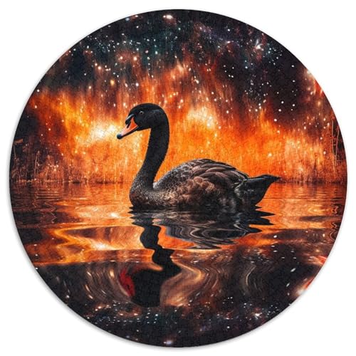 Puzzle 1000 Teile, Fantasie-Puzzle „Schwarzer Schwan“, rund, Papierpuzzle, anspruchsvolles Denkspiel für Teenager, Spaß für den Spieleabend mit der Familie (67,5 x 67,5 cm) von LGSHENG
