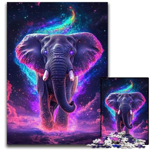 Puzzle 1000 Teile, Galaxie-Elefant, anspruchsvolle Puzzles, Spaß für die ganze Familie, Gehirn-Herausforderung, Teenager, 50x75cm von LGSHENG