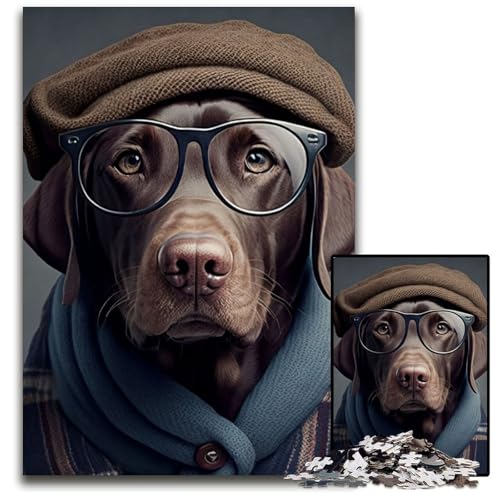 Puzzle 1000 Teile, Hipster-Hund in Kleidung, anspruchsvolle Puzzles, Spaß für die ganze Familie, Gehirn-Herausforderung, Teenager, 26x38cm Puzzle 1000 Teile, Hipster-Hund in Kleidung, anspruchsvolle Puzzles, Spaß für die ganze Familie, Gehirn-Herausforderung, Teenager, 26x38cm von LGSHENG