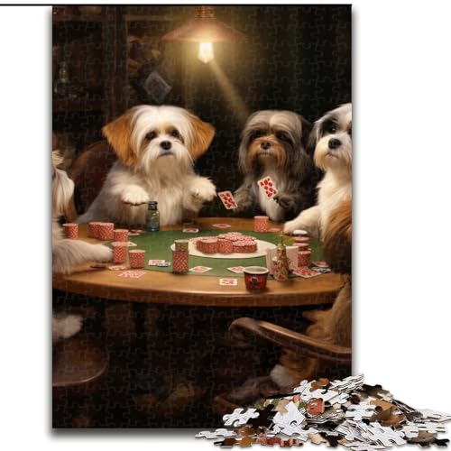 Puzzle 1000 Teile, Hunde Spielen Poker, Teenager, Paare und Freunde zum Geburtstag, Weihnachten (Größe: 50x75cm) von LGSHENG