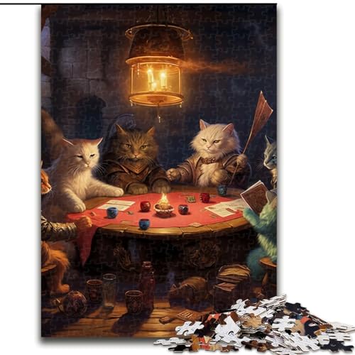 Puzzle 1000 Teile, Katzen Spielen Poker, Teenager, Paare und Freunde zum Geburtstag, zu Weihnachten (Größe: 50x75cm) von LGSHENG