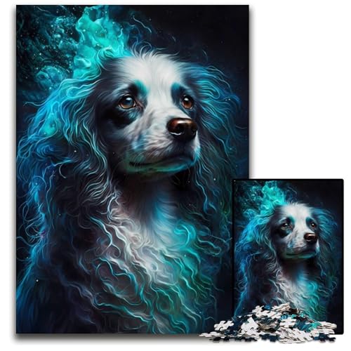 Puzzle 1000 Teile, Pudelhund, visionäres, anspruchsvolles Puzzle, Spaß für die ganze Familie, Herausforderung für das Gehirn, Teenager, 26x38cm von LGSHENG