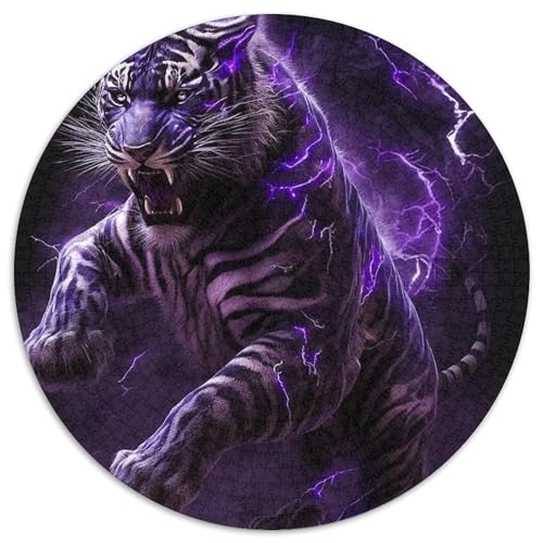 Puzzle 1000 Teile, Sibirischer Lila Tiger, rund, Papierpuzzle, anspruchsvolles Denkspiel für Teenager, Familienspaß, DIY-Heimdekor-Geschenk, 67,5 x 67,5 cm Puzzle 1000 Teile, Sibirischer Lila Tiger, rund, Papierpuzzle, anspruchsvolles Denkspiel für Teenager, Familienspaß, DIY-Heimdekor-Geschenk, 67,5 x 67,5 cm von LGSHENG