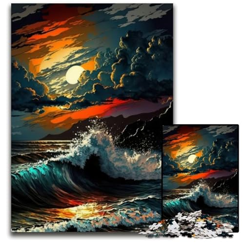 Puzzle 1000 Teile, Stürmischer Ozean, anspruchsvolle Puzzles, Familienspaß, Gehirntraining, Teenager, 26x38cm von LGSHENG
