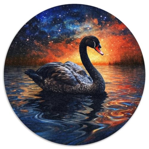 Puzzle 1000 Teile, Tier-Puzzle mit schwarzem Schwan, rund, Papierpuzzle, anspruchsvolles Denkspiel für Teenager, Spaß für den Spieleabend mit der Familie (67,5 x 67,5 cm) von LGSHENG