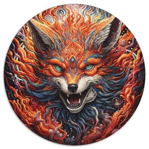Puzzle 1000 Teile, Tierfüchse, rund, Papierpuzzle, anspruchsvolles Denkspiel für Teenager, Spaß für den Spieleabend mit der Familie (67,5 x 67,5 cm) von LGSHENG