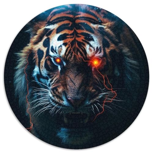 Puzzle 1000 Teile, Tiger, rund, Papierpuzzle, anspruchsvolles Denkspiel für Teenager, Spaß für den Spieleabend mit der Familie (67,5 x 67,5 cm) von LGSHENG