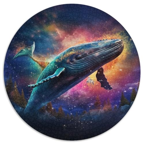 Puzzle 1000 Teile, bunter Blauwal, rund, Papierpuzzle, anspruchsvolles Denkspiel für Teenager, Spaß für den Spieleabend mit der Familie (67,5 x 67,5 cm) von LGSHENG